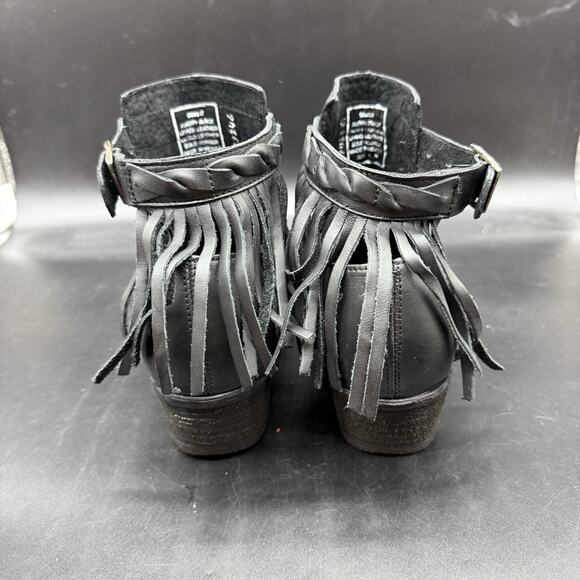 Harley Davidson Boots Womens Size 8 Amory Heeled Leather Ankle Fringe Black - Picture 4 of 9